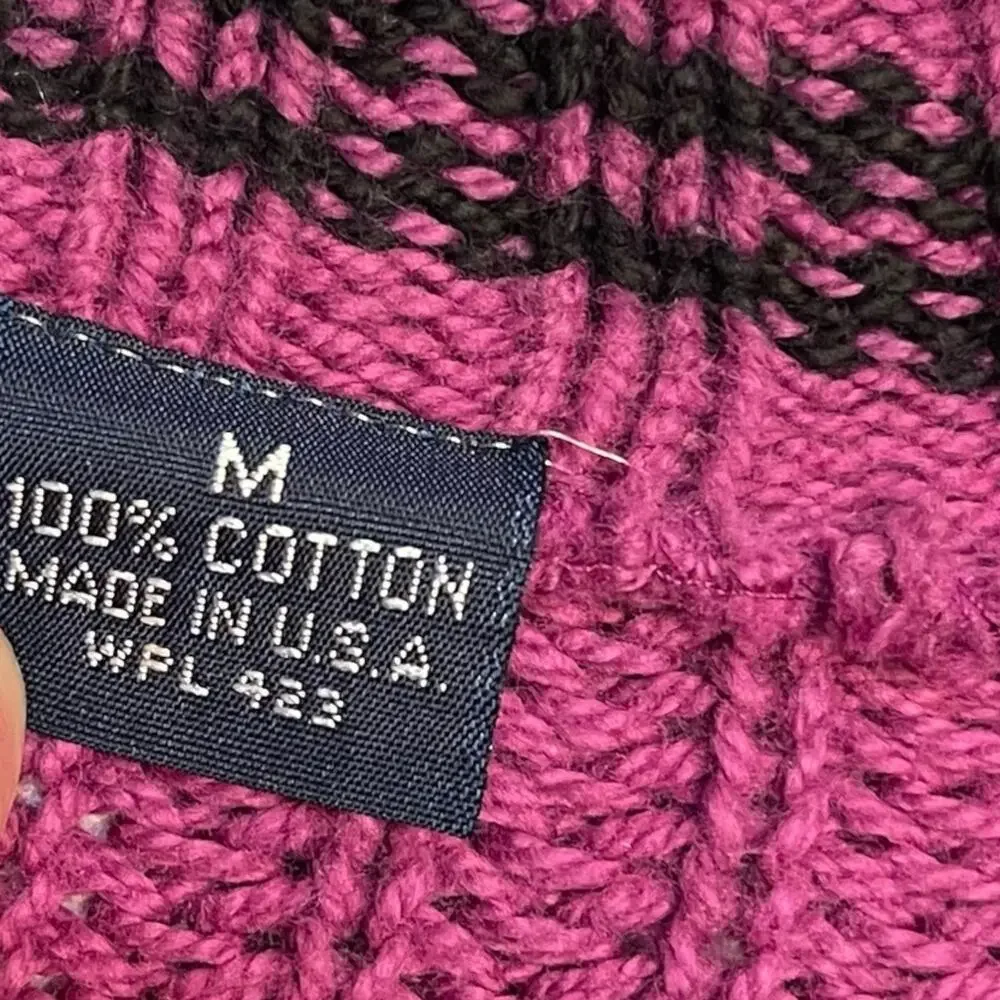 VTG Dockers Levi's Chunky Ribbed Knit Cardigan Women's M Purple Preppy Oversized